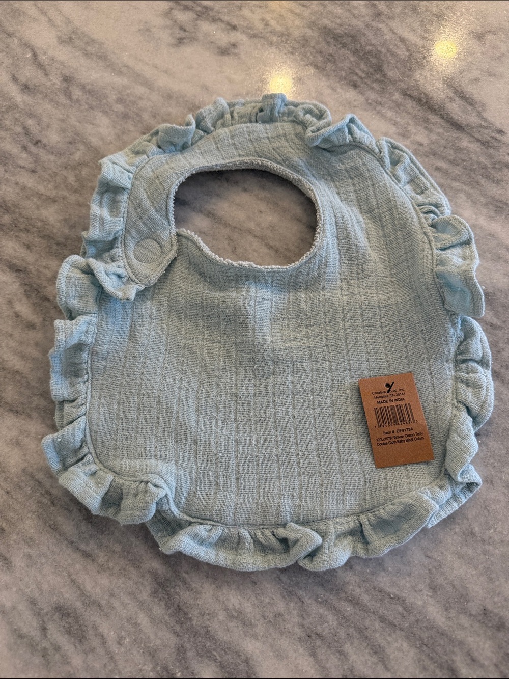 Soft Ruffle Baby Bib - Light Blue